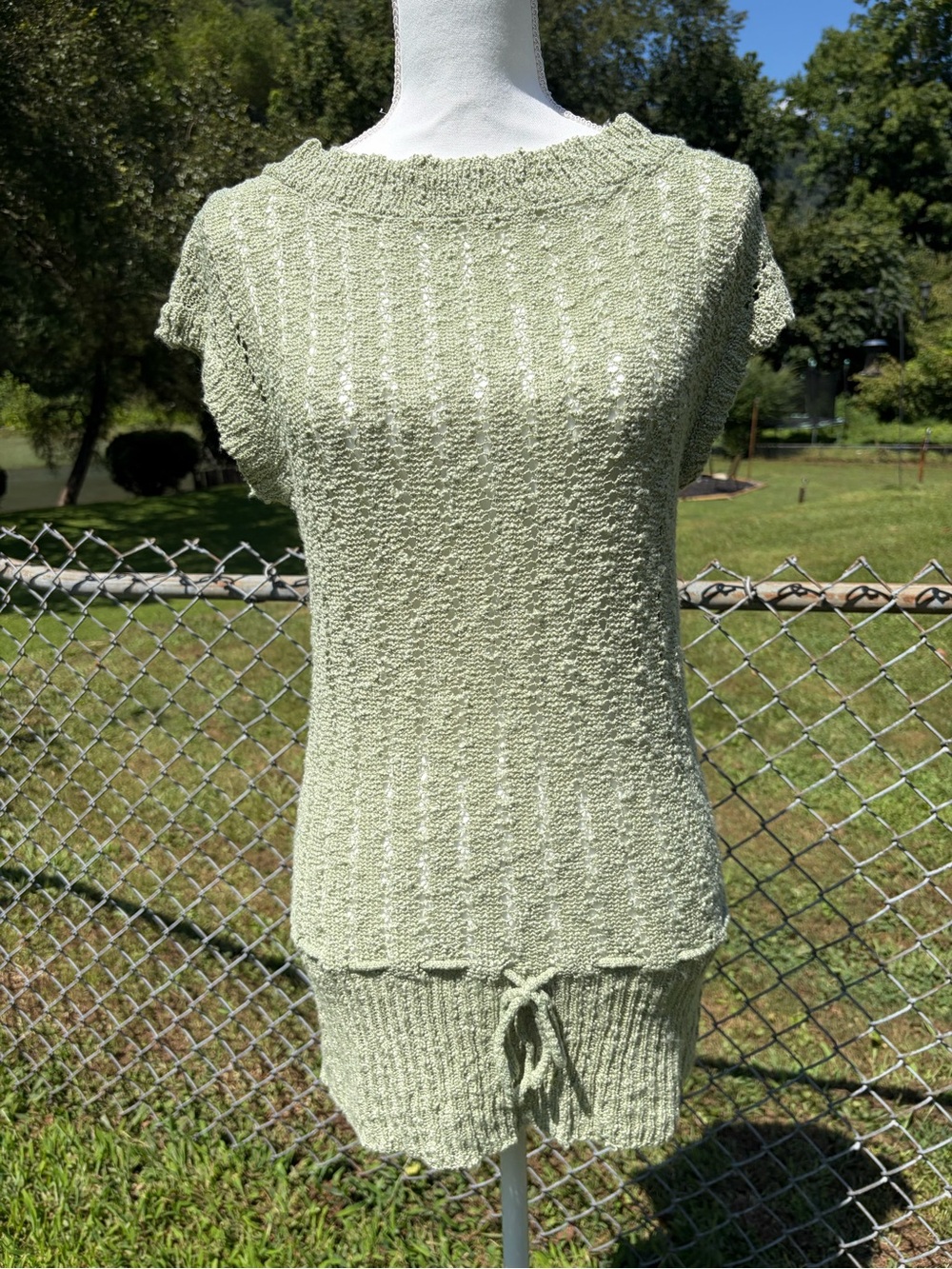 Maurices Sage Green Short Sleeve Knit Tunic 100% Cotton Size M